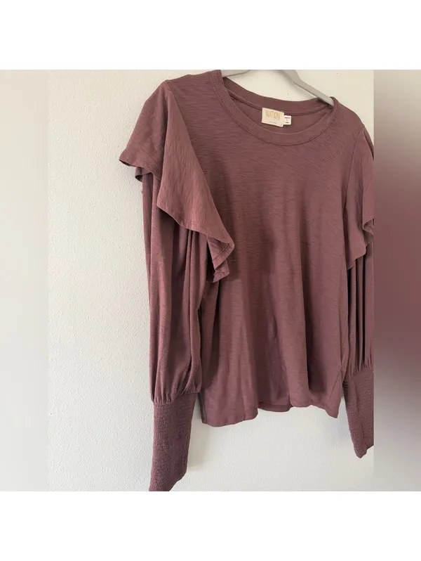 NationLTD Reva Victorian Inspired Statement Sleeve Minimalistic Cotton Tee Large - Image 3