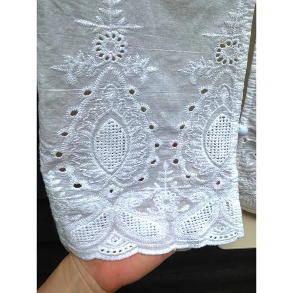 Lipslide White Embroidered Blouse M Cotton Cutwork Floral Cottage Fairy Boho - Image 8