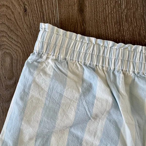Madewell Pull On Boxer Style Lounge Shorts Blue Stripe Womens Large NEW - Image 4