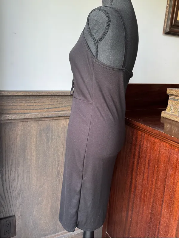 21 Saints Women's Black Ruched Front Cutout Dress nwt large - Image 3