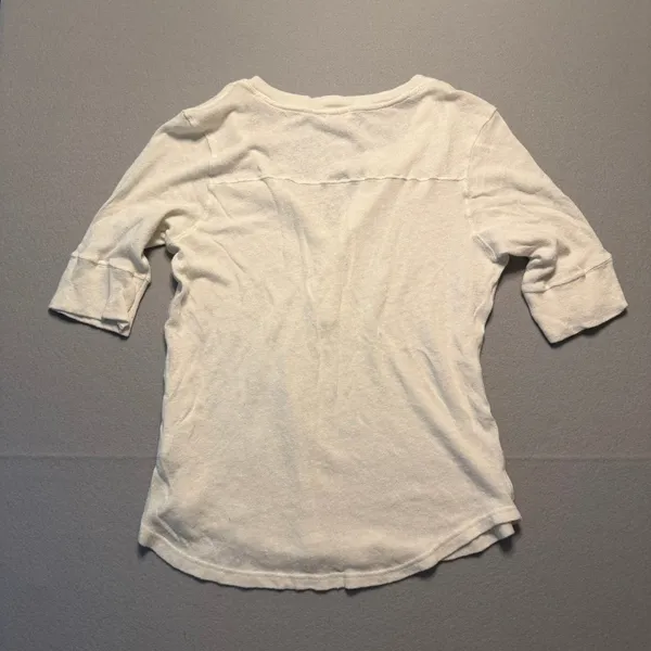 Faherty Hemp Cotton Henley Top Shirt Cream 3/4 Sleeve Women Size S - Image 10