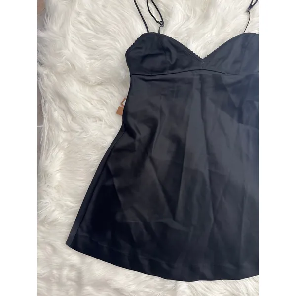 Skims Satin Mini Dress Obsidian Size XXS - Image 5