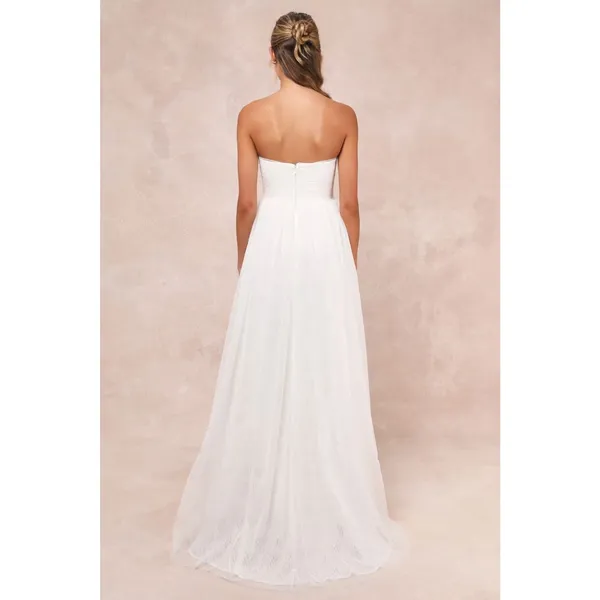 Lulus Blissful Forever White Tulle Lace Strapless Pleated Wedding Dress Small - Image 7