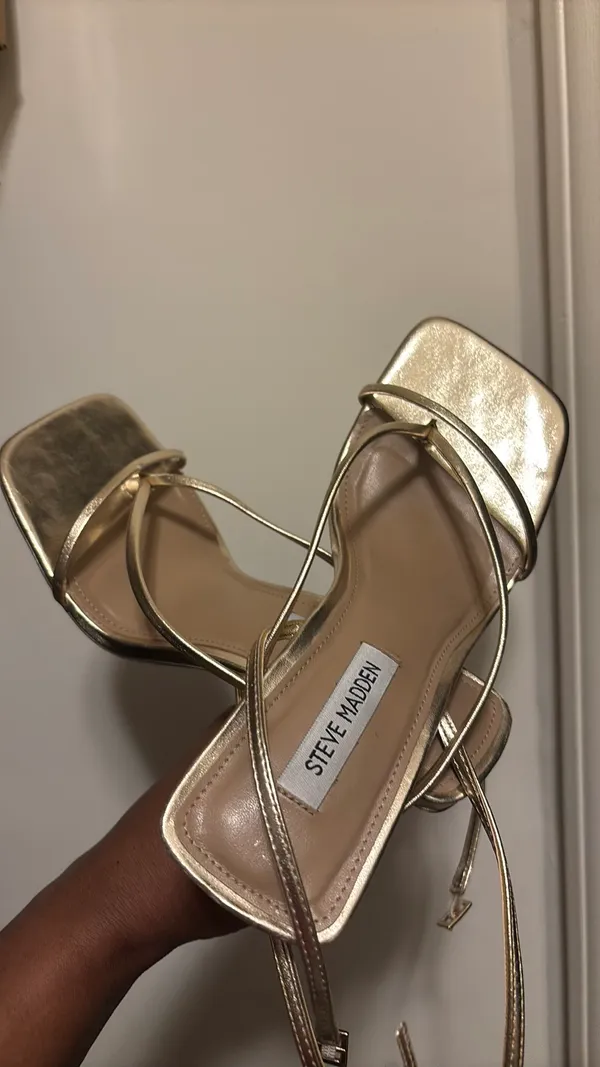 Sandals Steve Madden Gold Strappy Square Toe 👡 - Image 5