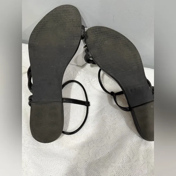 Black Women's Strappy Sandals Size 7 - Image 3