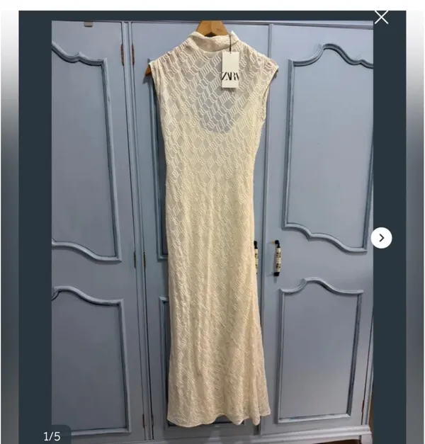 Zara White Cap-Sleeve Maxi Dress - Image 2