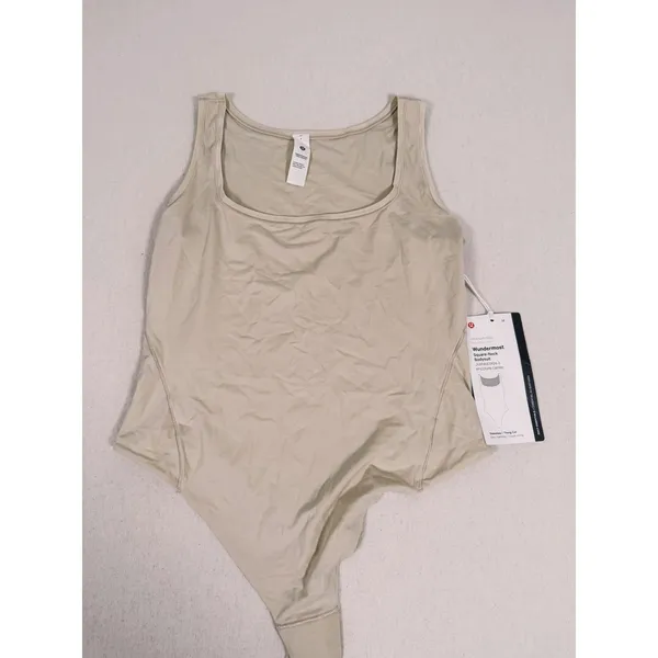 NWT Lululemon Wundermost Nulu Bodysuit Size M Riverstone Beige Neutral Layer - Image 9