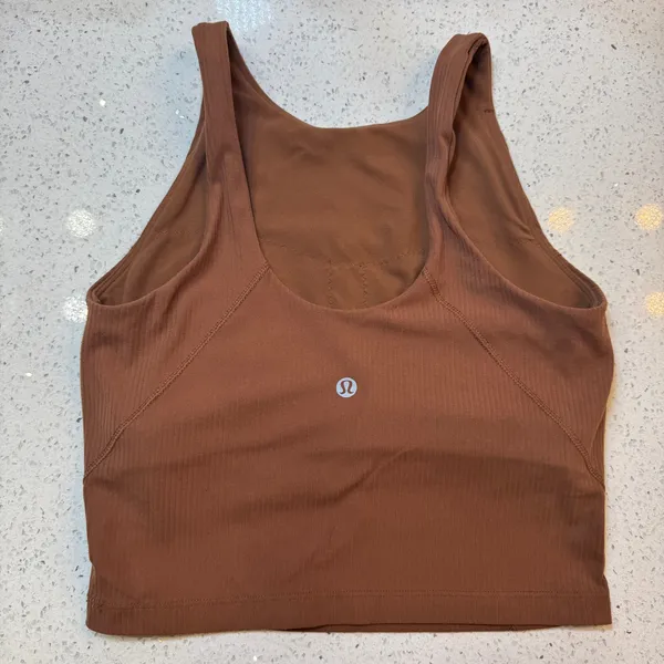 Lululemon Align High-Neck Ribbed Tank Top Built-in Bra Roasted Brown Size 4 Yoga - Image 2