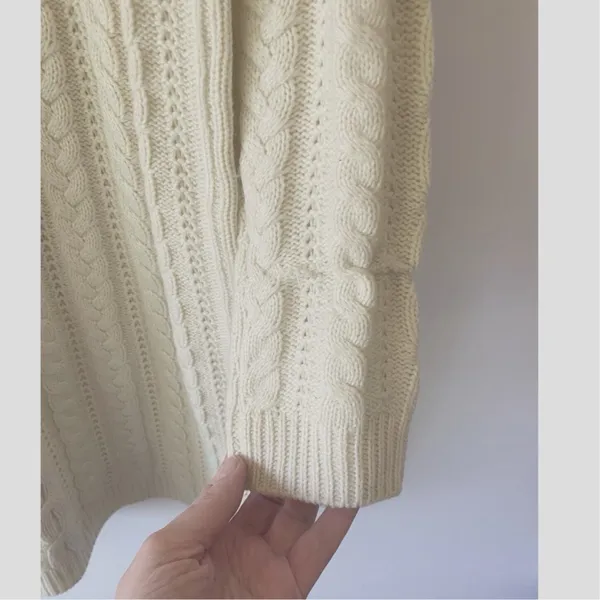 BB Dakota Alaska‎ Womens L Cable Knit Cowl Neck Sweater Dress Ivory Cream - Image 13