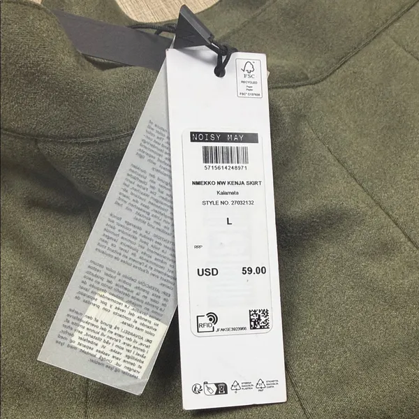 Noisy May Ekko Kenja Pleated Faux‎ Suede Mini Skirt NWT Size Large Olive Green - Image 5