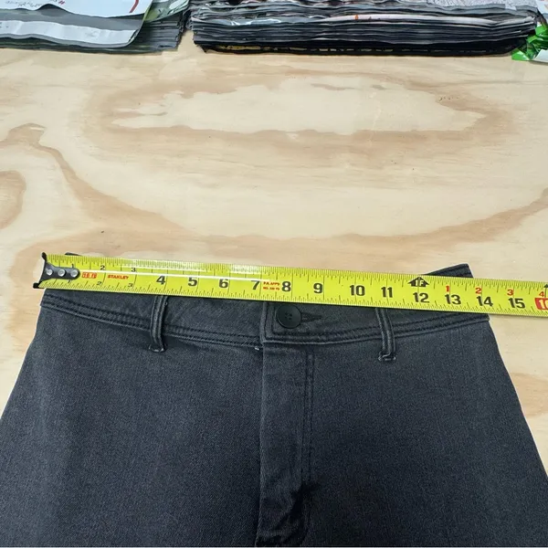 Miou Muse Straight Wide Leg High Waisted Denim Jeans Stretch Faded Black Med W28 - Image 9