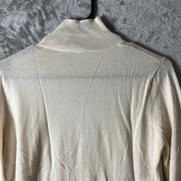 Weill High Neck Wool Cashmere Sweater Gold Button Elegant Classic Minimal Size 8 - Image 3