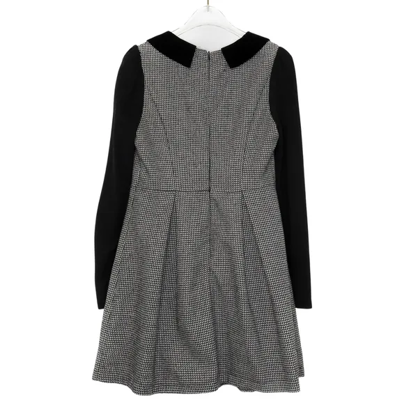 Al Loge 1990s Vintage Black & White Peter Pan Collar Long Sleeve Mini Dress XS - Image 2