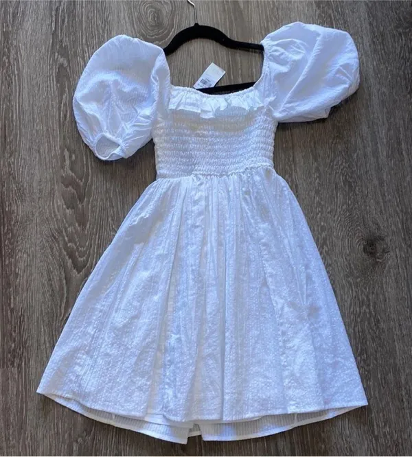Abercrombie & Fitch Summer Cottagecore Bow Mini Little White Dress - Image 2