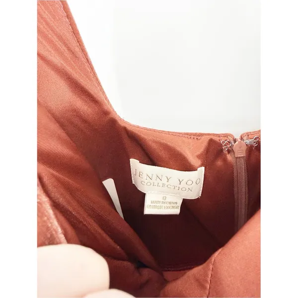 NWT Jenny Yoo Collection Mara Velvet‎ Maxi Gown Women's 6 Orange Formal - Image 6