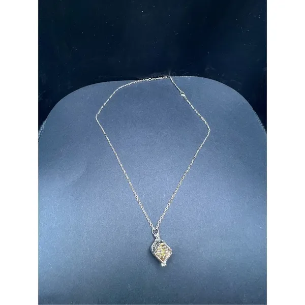 Silver Tone Tree Cage Box Glow in the Dark Necklace - Image 3