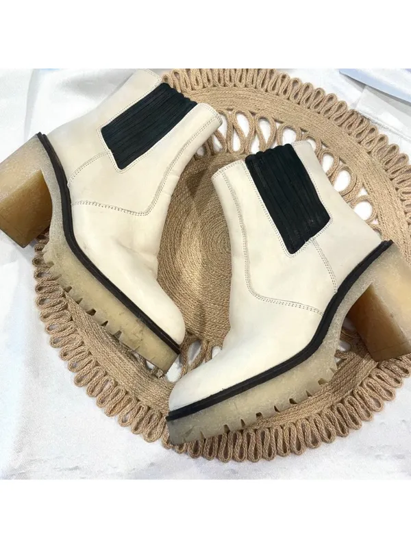 Free People James Chelsea Boot in White With Thick Lug Sole Size EU 38 - Image 2