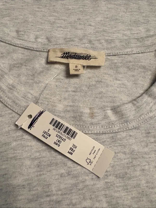 Madewell women’s Perfect Crewneck Tee Allday Jersey light heather gray Sz S NWT - Image 4