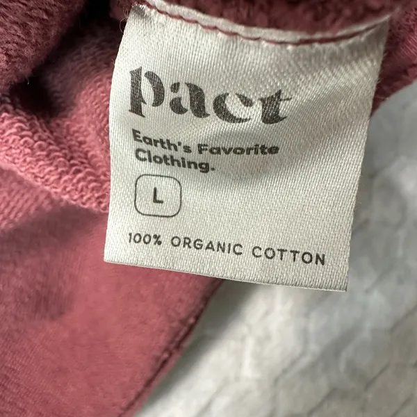 Pact Cropped Sweatshirt Burgundy Raglan Sleeve Raw Hem Organic Cotton Size L - Image 5