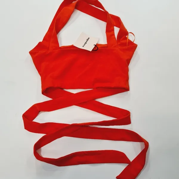 Superdown Elva Halter Tie Top in Poppy - Image 7
