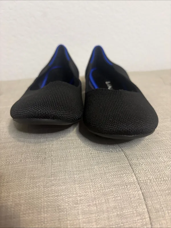 Rothy's Black Knit Slip-On Loafers with Blue Interior Trim 7.5 - Image 5