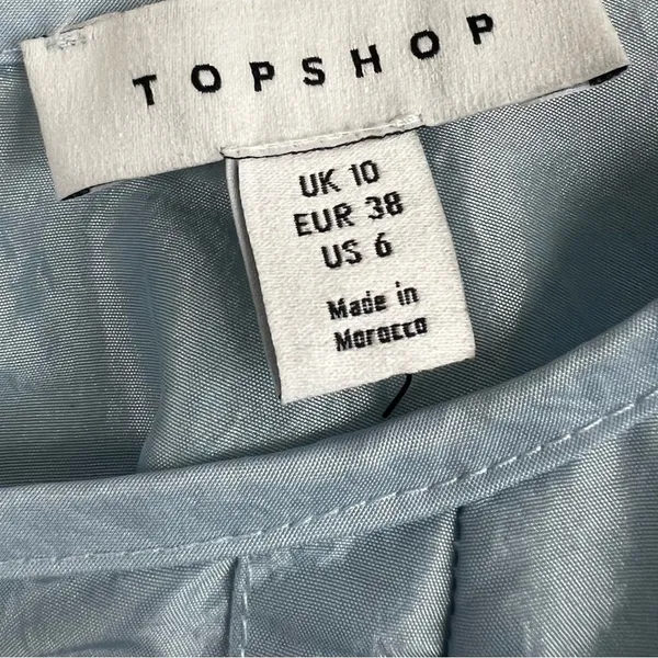 NWT Topshop Corset Puff Sleeve Solid Crop Top Blue Regencycore Shimmer Size 6 - Image 6