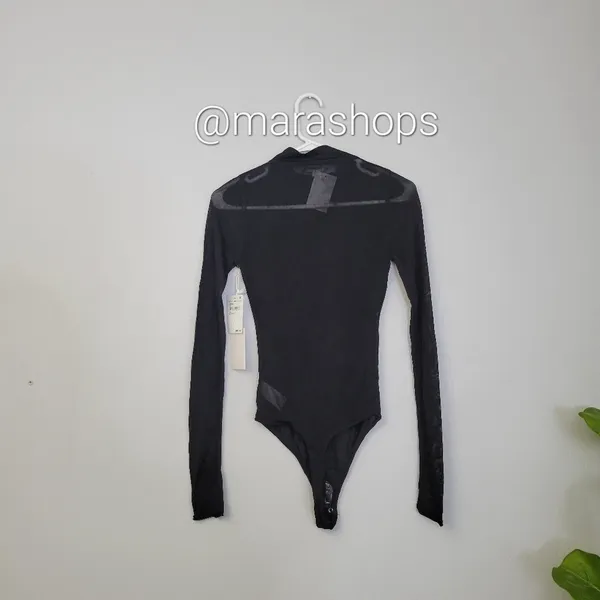 Good American Mock Neck Sheer Bodysuit - Image 9