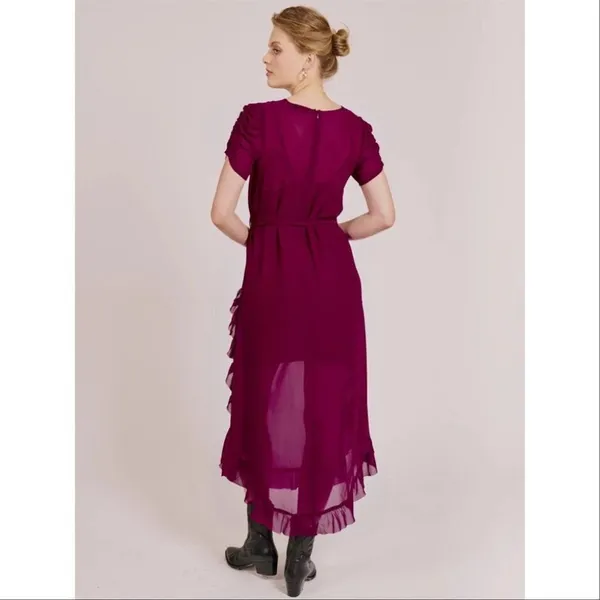 NEW Goldie London Tula Sheer Short Sleeve Maxi Dress in Purple Small - Image 2