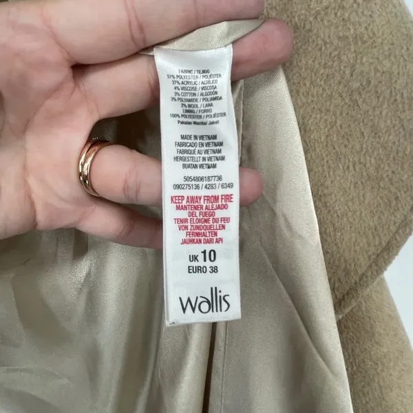 Wallis Petite Wool Blend Waterfall Coat Womens 6P Beige‎ Open Front Jacket - Image 5