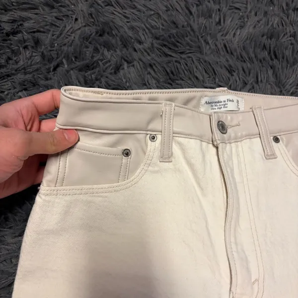 Abercrombie & Fitch faux leather top High Rise Cream 90s ultra highrise Jean 27 - Image 9