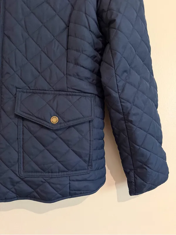 Tommy Hilfiger Navy Quilted Zip Front Jacket Preppy Size Medium - Image 3