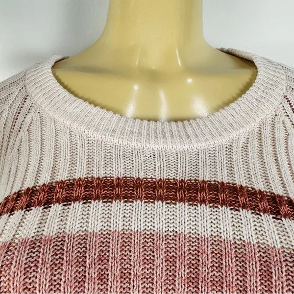 Aeropostale Wide Ribbed Sweater Sz L Crop Striped Cotton Blend Crew Neck Loose - Image 5