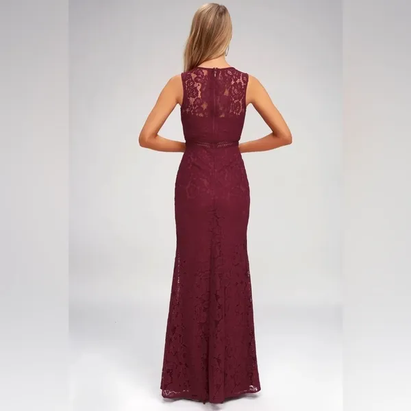 Lulus Music of‎ the Heart Lace Maxi Dress in Burgundy Size Small - Image 3