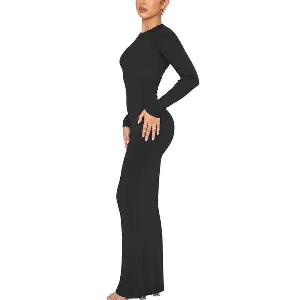 NWT Reoria Long Sleeve Crew‎ Neck Ribbed Bodycon Maxi Lounge Dress Large - Image 2