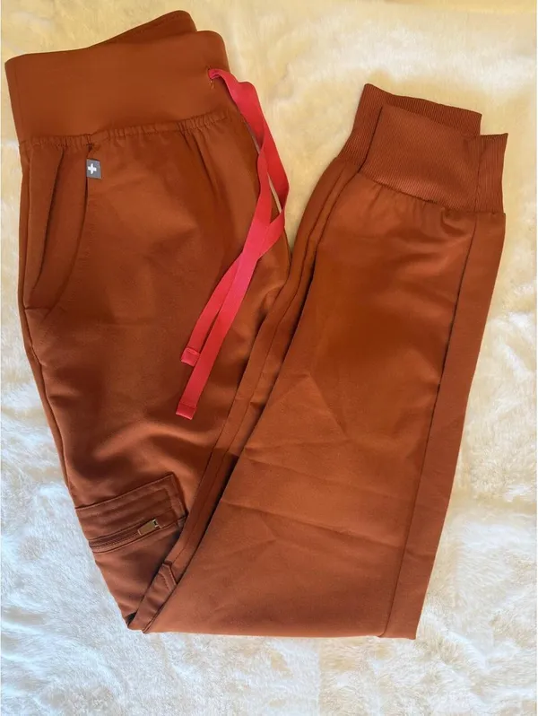 FIGS Zamora High-Waisted Jogger Scrub Pants Terracotta XXS Petite NWOT - Image 2