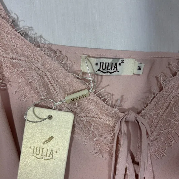 Julia Silky‎ Lace Trim Camisole Top Womens L Pink Coquette Y2K Fairy NWT Gift - Image 3