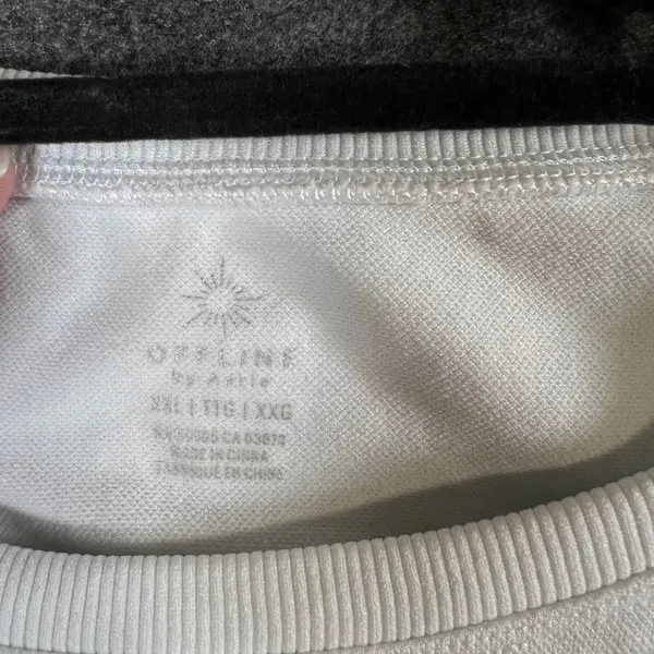 OFFLINE by Aerie Womens XXL White Cropped Long Sleeve Crewneck Sweatshirt - Image 2