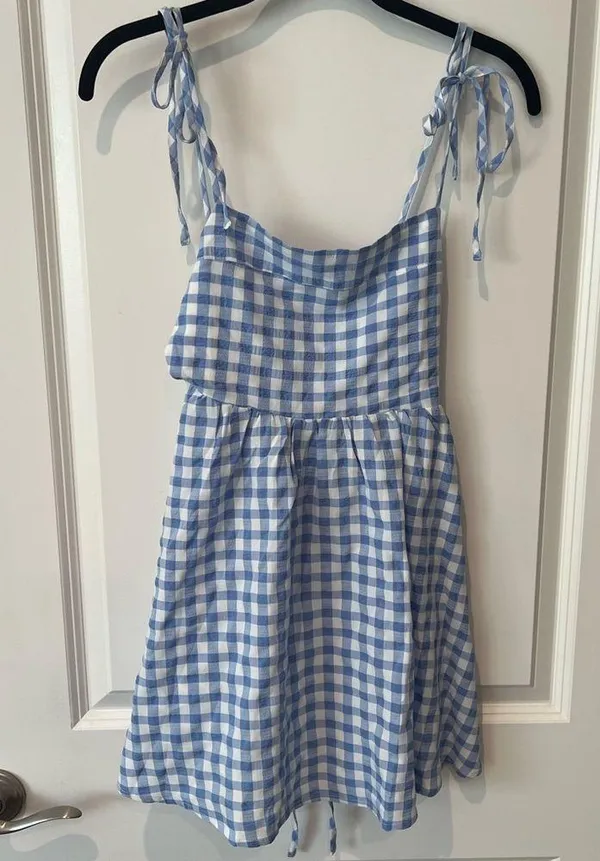 Princess Polly Blue/White Gingham Mini Dress - Image 3