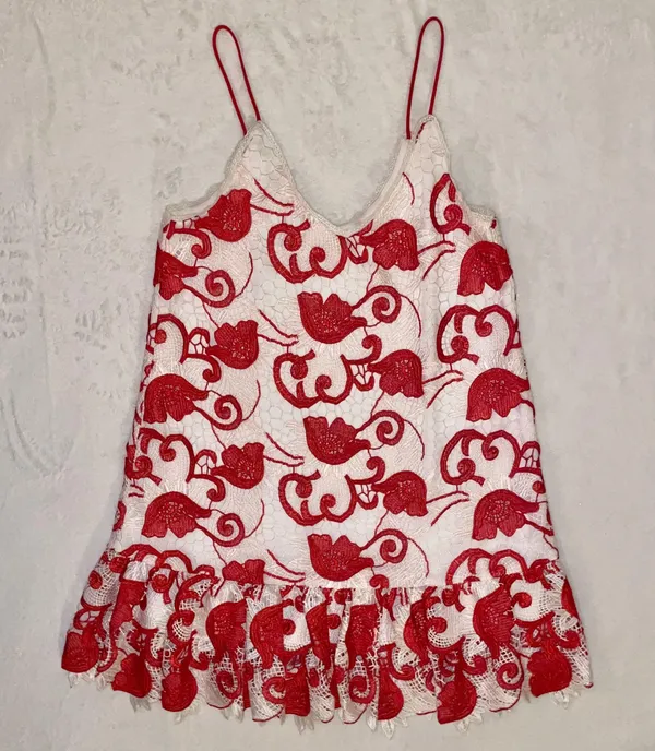 Womens Clement Sleeveless Netted Ruby Mini Dress size XS - Image 3