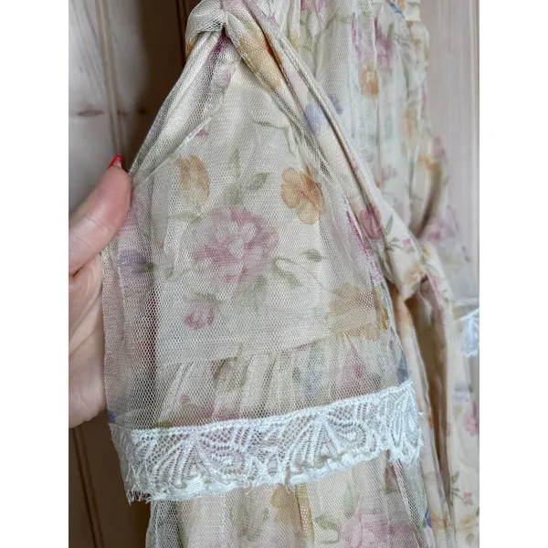 NWT Lulus Dolora Blush Floral Bustier Tiered Midi Dress Romantic Cottage Size S - Image 7