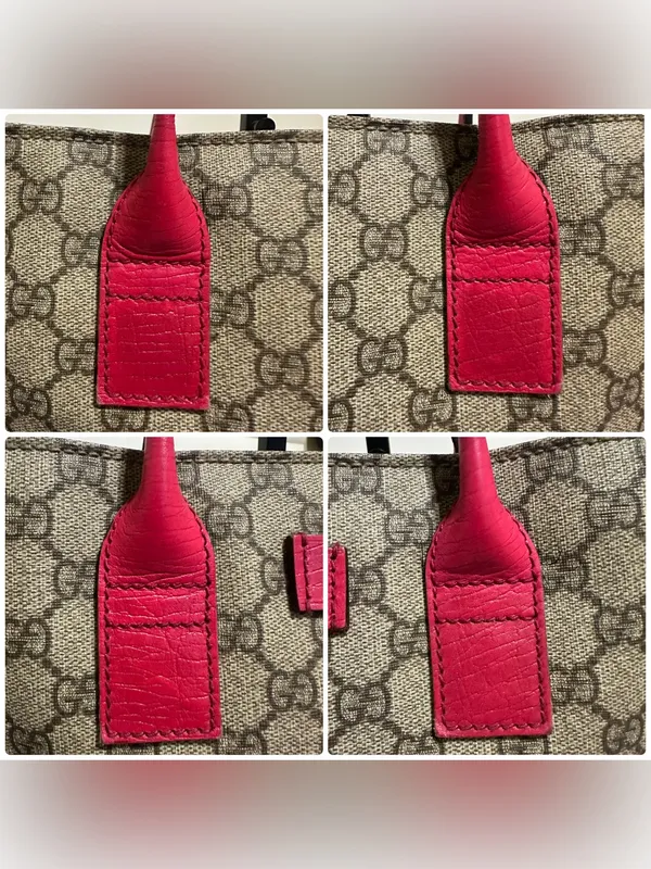 Gucci PVC GG Supreme Tote with Pink Leather Handles - Image 8