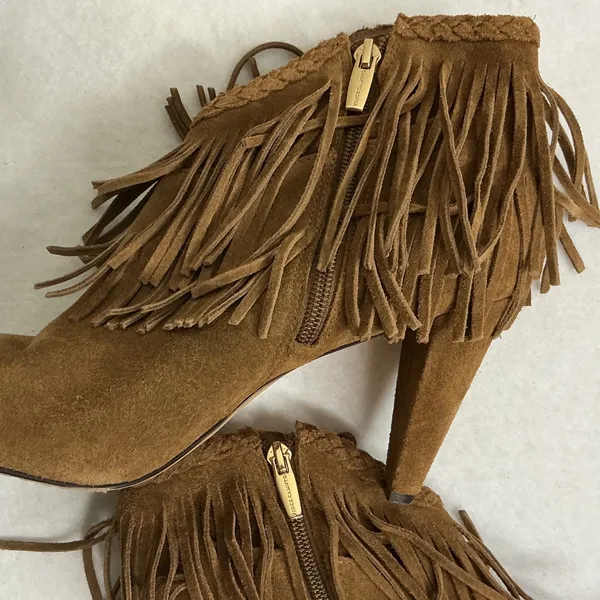 Vince Camuto Erichan Fringe Suede‎ Ankle Boots Brown Women 9M - Image 7