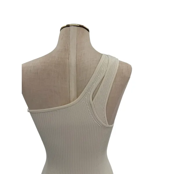 Lululemon Ribbed Asymmetrical One Shoulder Knit Mini Dress Ivory Size‎ XXS - Image 9
