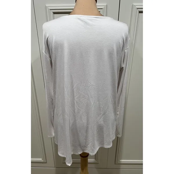 Eileen Fisher Women's White Asymmetrical Tunic Size Medium Lagenlook‎ Minimalist - Image 3