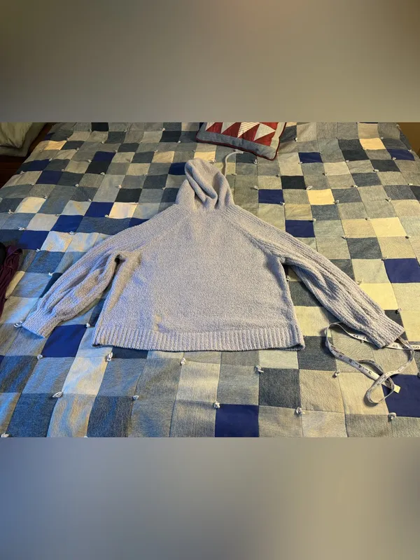 SO Brand Chenille Hooded Pullover Sweater - Soft Blue Gray XXL - Image 2