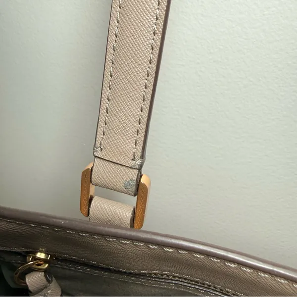 Tory Burch Gray Leather Tote Bag EUC - Image 3