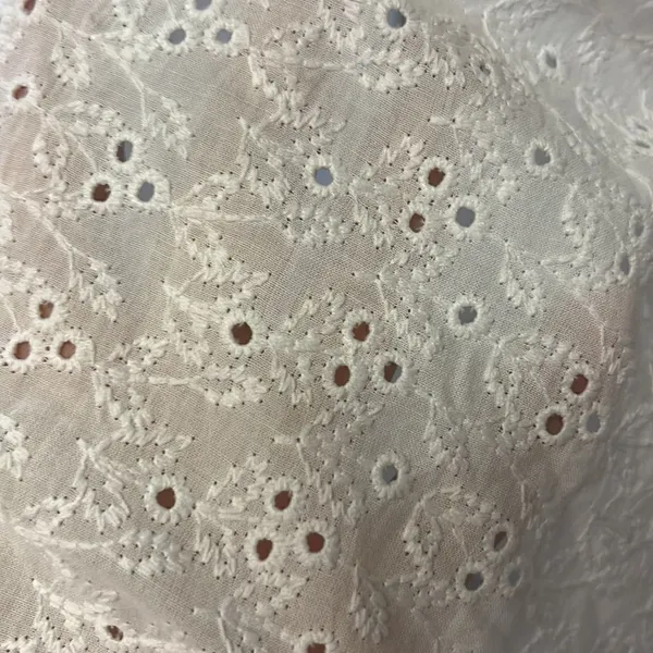 ZARA White Eyelet Flowy 3/4 Button Up Peplum Shirt- Small - Image 6