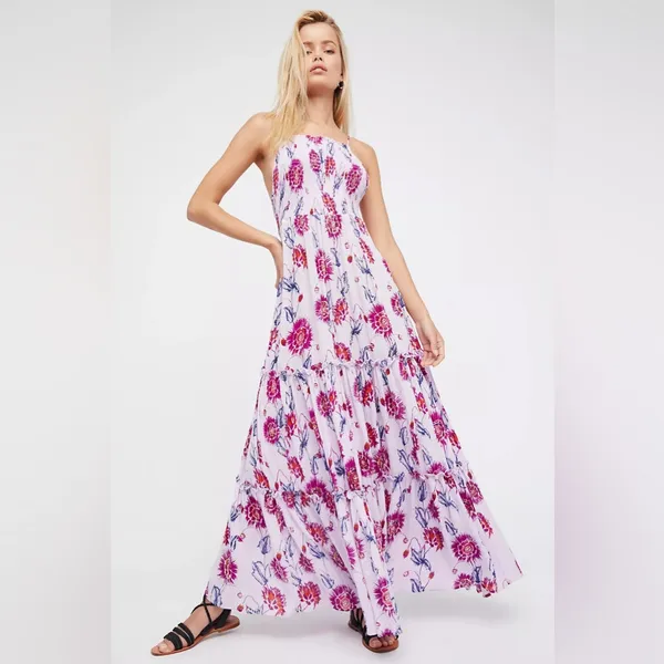 Free People Intimately Garden Party Floral Maxi Dress in Purple Women’s Sz Small - Image 2