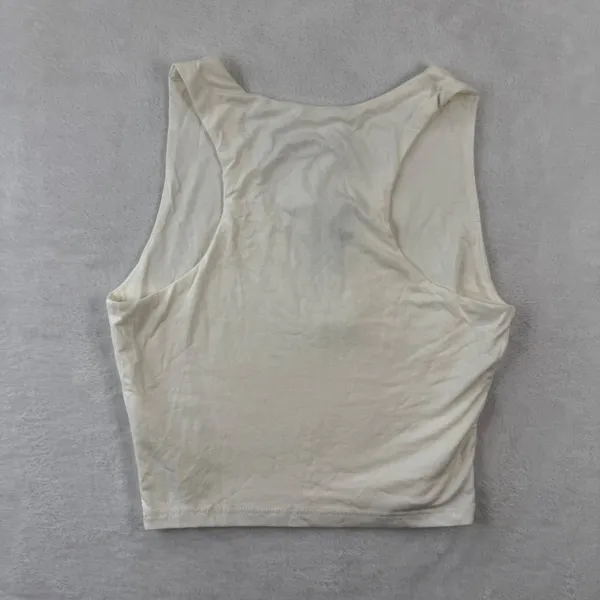 Lulus Womens V-Neck Crop Top Cream Ivory Sleeveless Stretch Knit Small 50003 NWT - Image 7