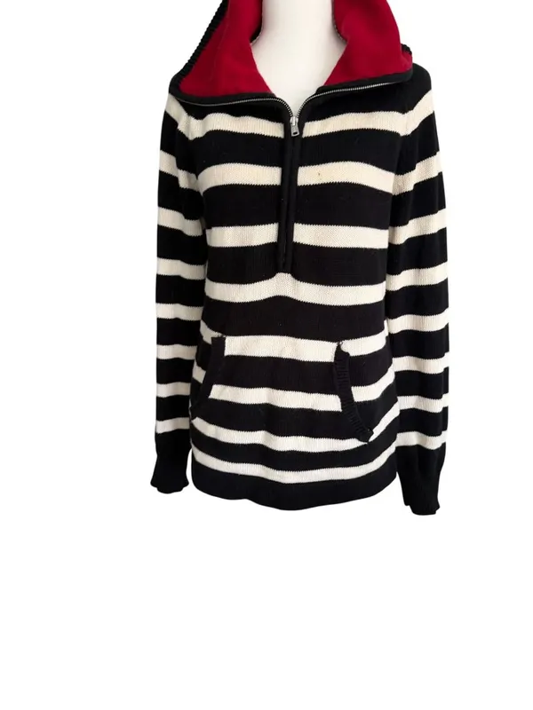 RALPH LAUREN Black White Striped Sweater Size Medium - Image 3